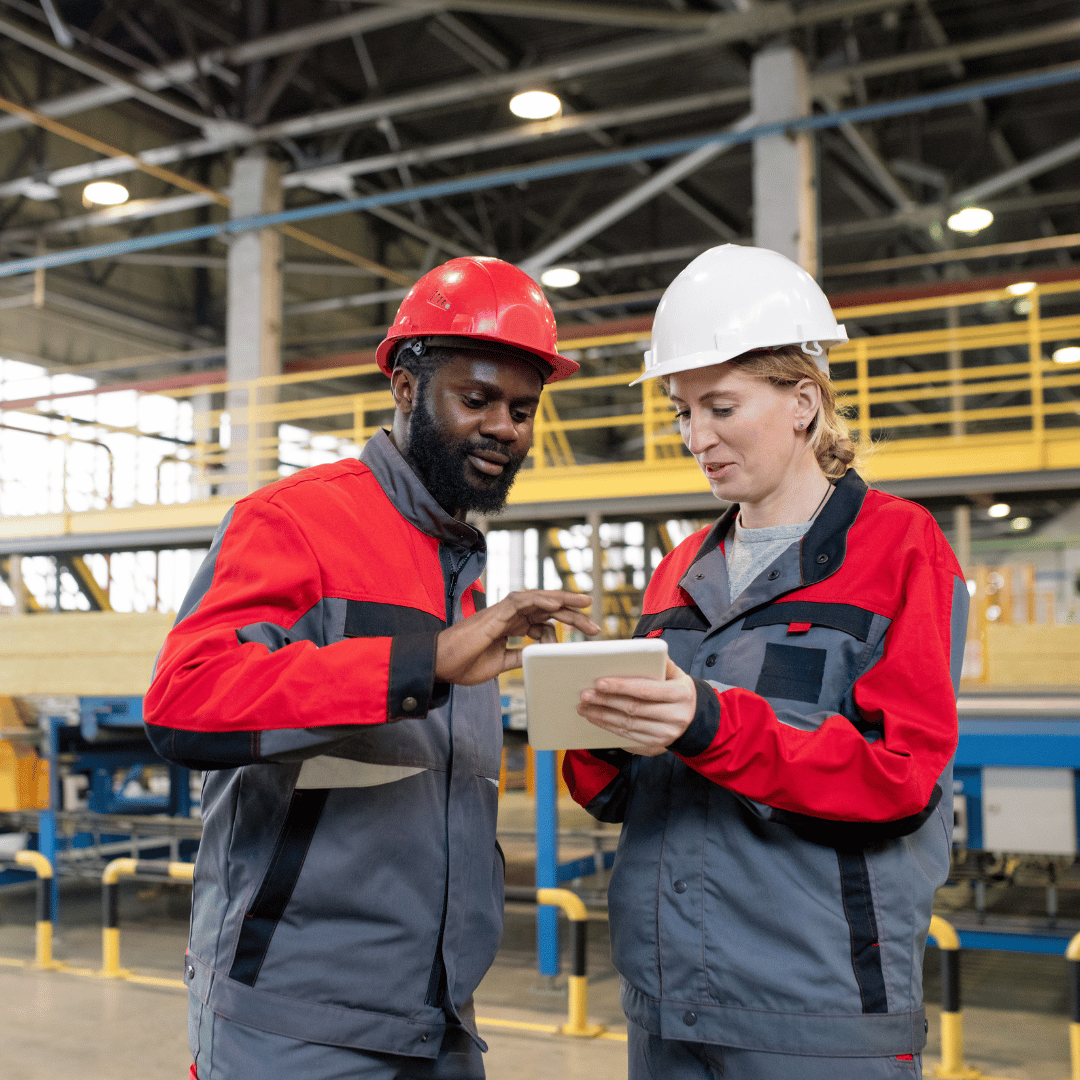 Blue And Red Modern Manufacturing Engineering Service Instagram Post